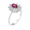 Złoty pierścionek z diamentami i rubinem 0,99 ct