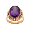 Złoty pierścionek z fioletowym kamieniem