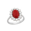 Złoty pierścionek z diamentami i koralem 3,70 ct
