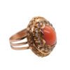 Złoty pierścionek z koralem i cyrkoniami