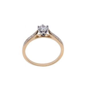 Złoty pierścionek z diamentami 0,15 ct