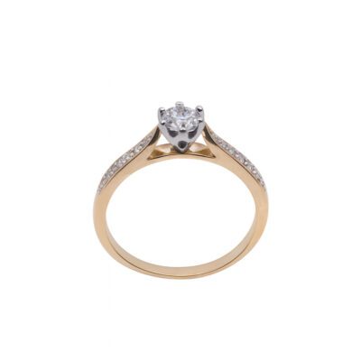 Złoty pierścionek z diamentami 0,15 ct