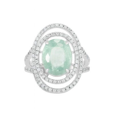 Złoty pierścionek z diamentami i turmalinem 4,11 ct