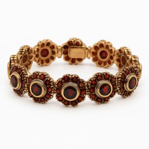 Złota bransoleta z granatami