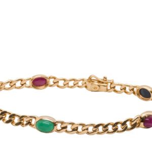 Złota bransoletka z rubinami i szafirami