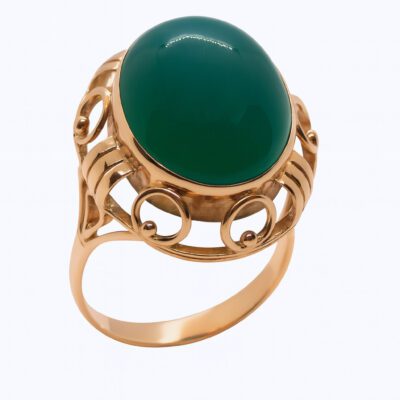 Złoty pierścionek z agatem