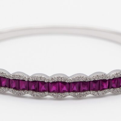 Złota bransoletka z diamentami i rubinami