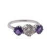 Złoty pierścionek z ametystami i diamentem 1ct