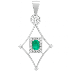 Złota zawieszka ze diamentami i szmaragdem 0,60 ct