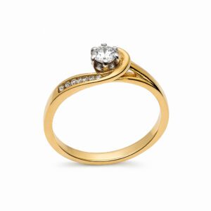 Złoty pierścionek z diamentami 0,20 ct