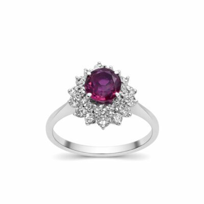 Złoty pierścionek z diamentami rubinem 1,15 ct 3972
