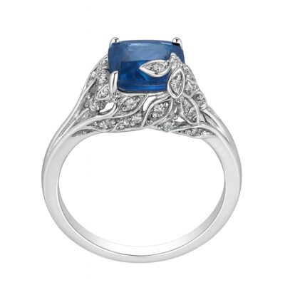 Złoty pierścionek z diamentami i szafirem 4,01 ct