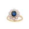 Złoty pierścionek z diamentami i szafirem 1,55 ct