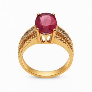 Złoty pierścionek z diamentami i rubinem 3,17 ct