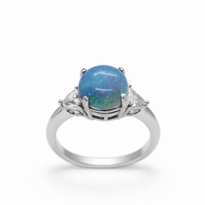 Platynowy pierścionek z diamentami i opalem 2,76 ct 6959