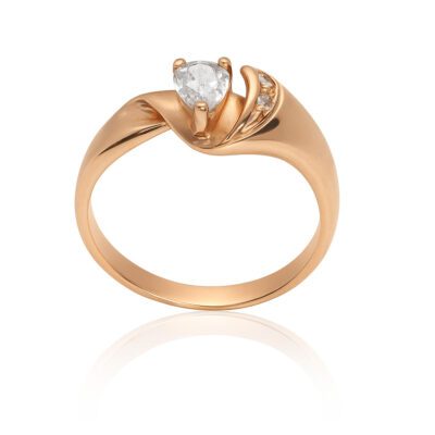 Złoty pierścionek z cyrkoniami