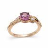 Złoty pierścionek z diamentami i różowym szafirem 1,58 ct