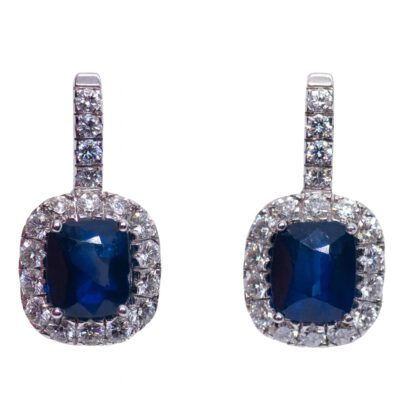 Złote kolczyki z szafirami i diamentami 1,68 ct