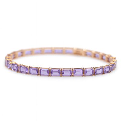 Złota bransoletka z ametystami