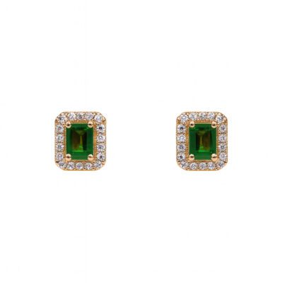 Złote kolczyki z diamentami i tsavorytami