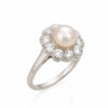 Złoty pierścionek z perła i diamentami 0,70 ct