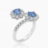 Złoty pierścionek z tanzanitami i diamentami 1,85 ct