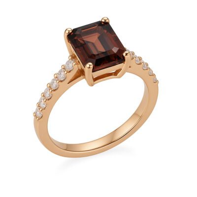 Złoty pierścionek z cyrkonem i diamentami