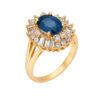 Złoty pierścionek z diamentami i szafirem 1,57 ct