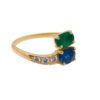 Złoty pierścionek ze szmaragdem i szafirem