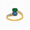 Złoty pierścionek ze szmaragdem i szafirem