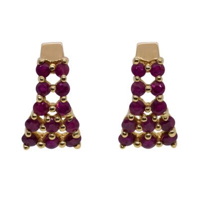 Złote kolczyki z rubinami