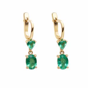 Złote kolczyki ze szmaragdami 1,62 ct