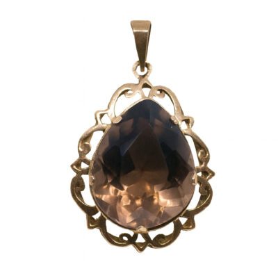Złota zawieszka z brązowym kamieniem