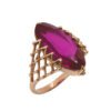 Złoty pierścionek z różowym kamieniem