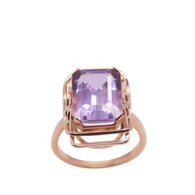 Złoty pierścionek z ametystem