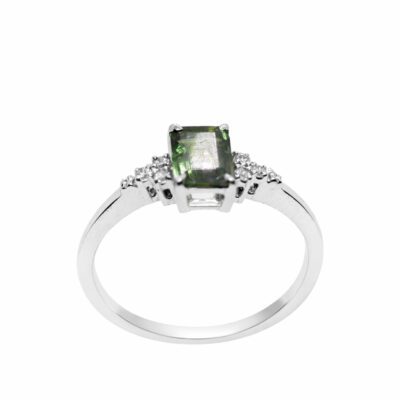 Złoty pierścionek z diamentami i turmalinem 0,80 ct 486