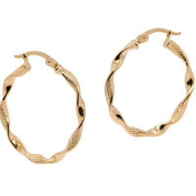 Złote kolczyki koła kręcone