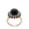 Złoty pierścionek z czarnymi turmalinami diamentami i onyksami