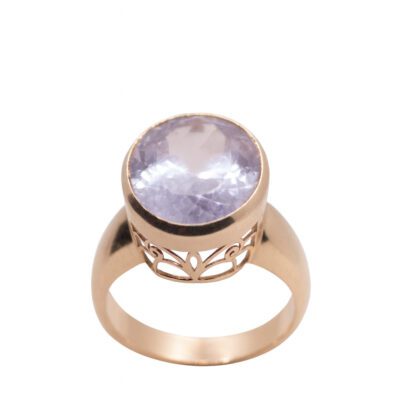 Złoty pierścionek z kunzytem