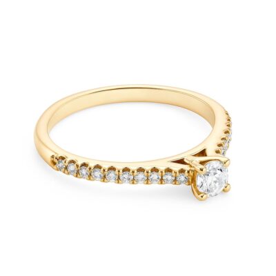 Złoty pierścionek z diamentami 0,35 ct