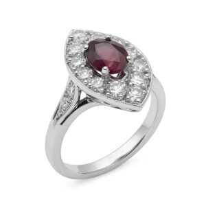 Złoty pierścionek z diamentami i rubinem 0,70 ct