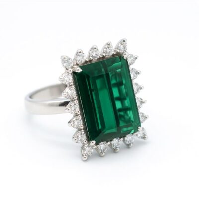 Złoty pierścionek z diamentami i turmalinem 14,44 ct