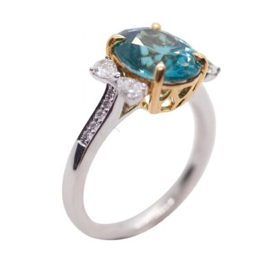 Złoty pierścionek z diamentami i cyrkonem 5,11 ct