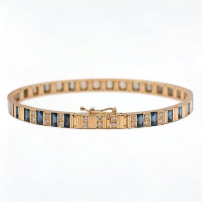 Złota bransoletka z diamentami i szafirami 5,04 ct