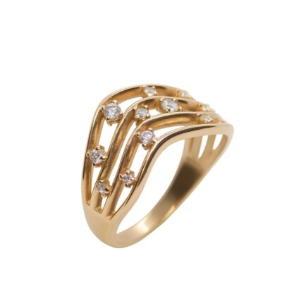 Złoty pierścionek z diamentami 0,20 ct