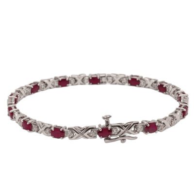 Złota bransoletka z diamentami i rubinami 3,45 ct