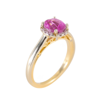 Złoty pierścionek z różowym szafirem 1,69 ct