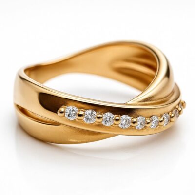 Złota obrączka z diamentami 0,18 ct