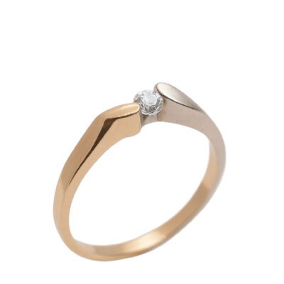 Złoty pierścionek z brylantem 0,14 ct