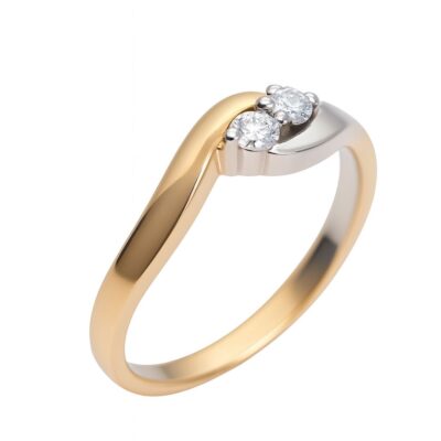 Złoty pierścionek z diamentami 0,14 ct